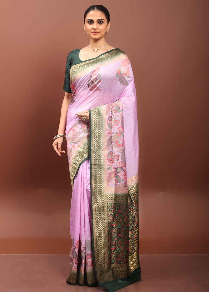 Pink Dupion Silk Saree With Blouse Piece