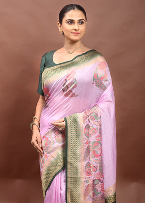 Pink Dupion Silk Saree With Blouse Piece