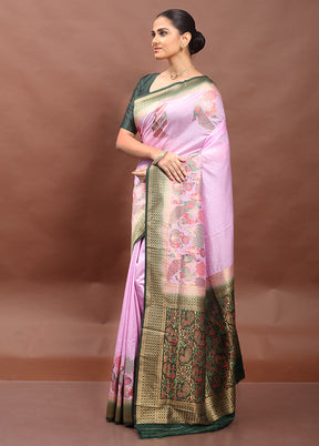 Pink Dupion Silk Saree With Blouse Piece