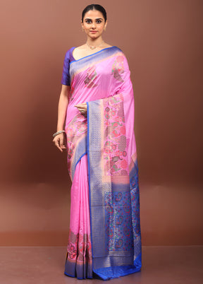 Pink Dupion Silk Saree With Blouse Piece