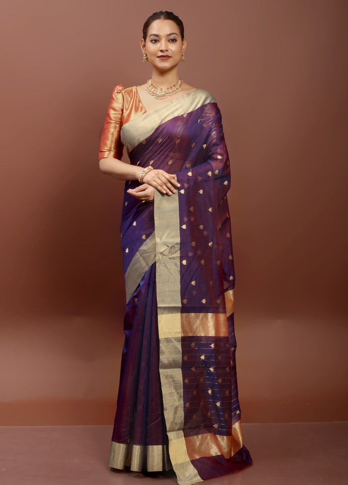 Multicolor Handloom Chanderi Pure Cotton Saree With Blouse Piece