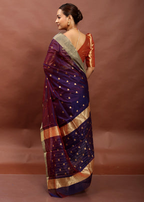 Multicolor Handloom Chanderi Pure Cotton Saree With Blouse Piece