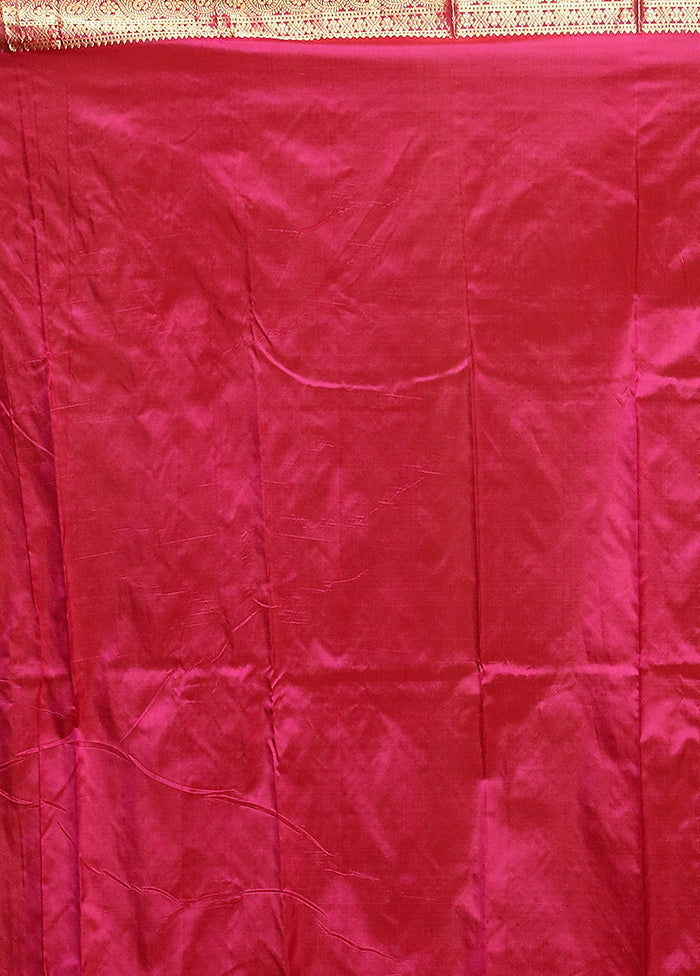 Pink Handloom Kanjivaram Pure Silk Saree With Blouse Piece