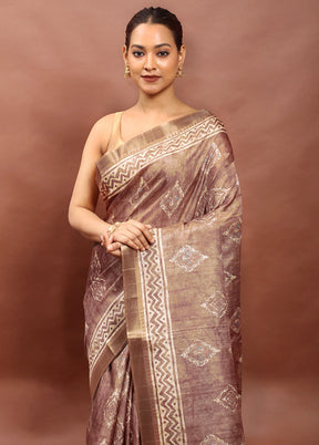 Cream Tussar Silk Saree With Blouse Piece