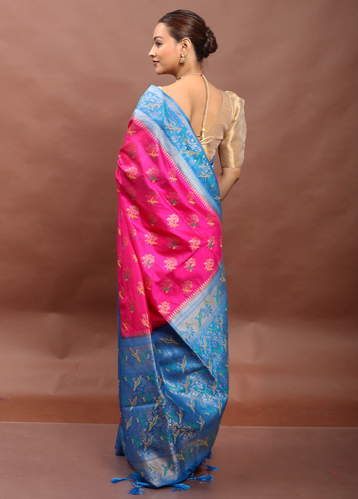 Pink Dupion Silk Saree With Blouse Piece