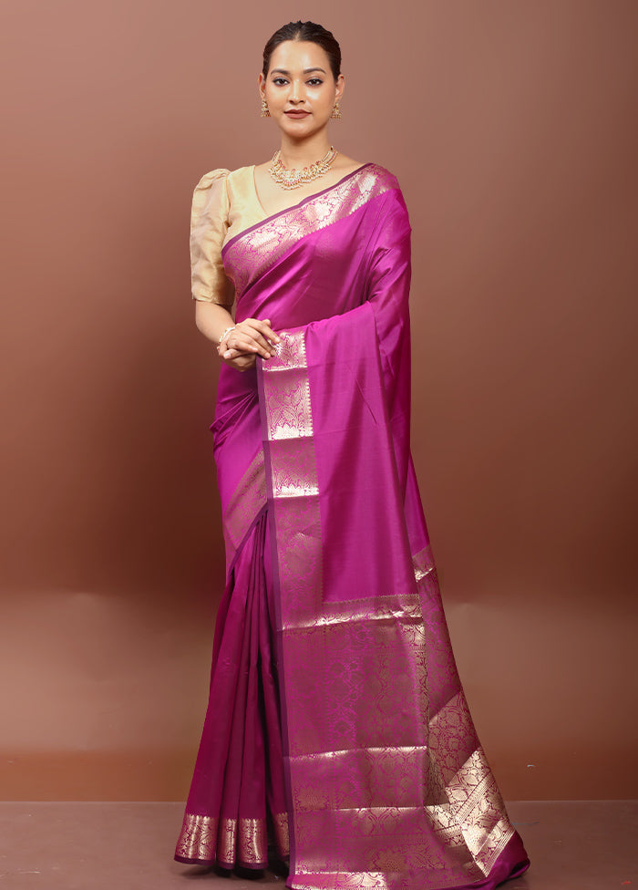 Purple Dupion Silk Saree With Blouse Piece