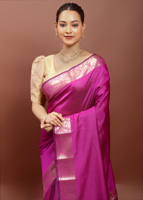 Purple Dupion Silk Saree With Blouse Piece