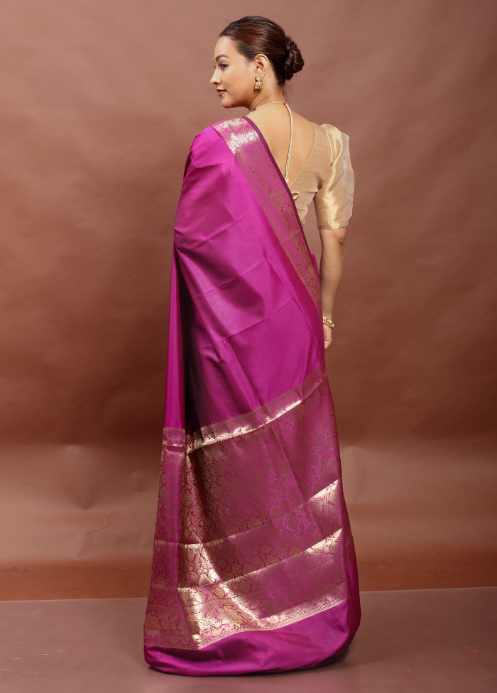 Purple Dupion Silk Saree With Blouse Piece