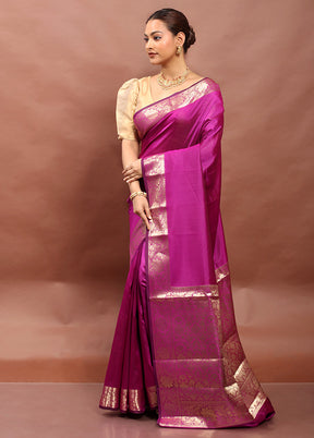 Purple Dupion Silk Saree With Blouse Piece