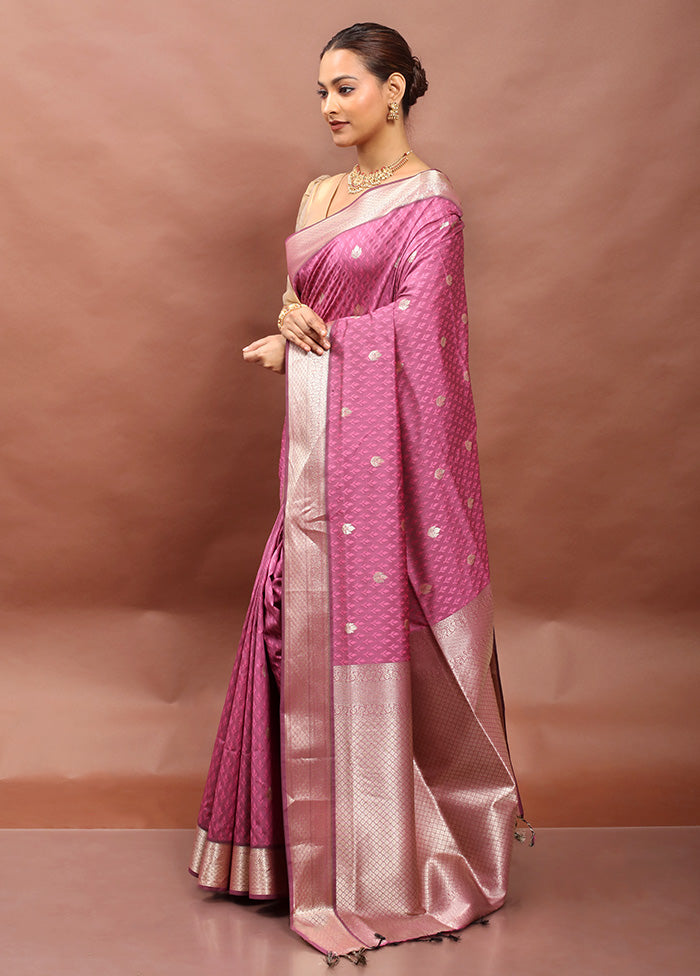 Pink Kanjivaram Silk Saree With Blouse Piece