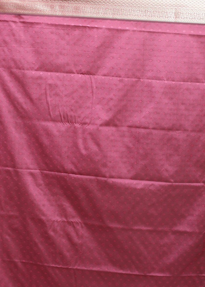 Pink Kanjivaram Silk Saree With Blouse Piece