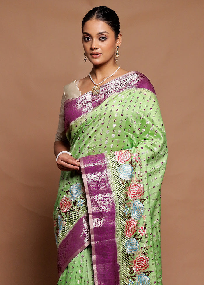 Green Handloom Dupion Pure Silk Saree With Blouse Piece