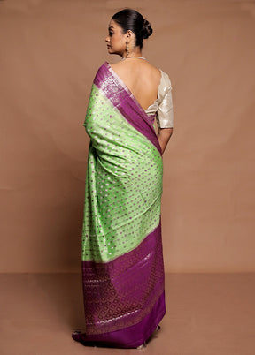 Green Handloom Dupion Pure Silk Saree With Blouse Piece