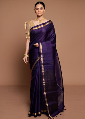 Blue Handloom Kanjivaram Pure Silk Saree With Blouse Piece