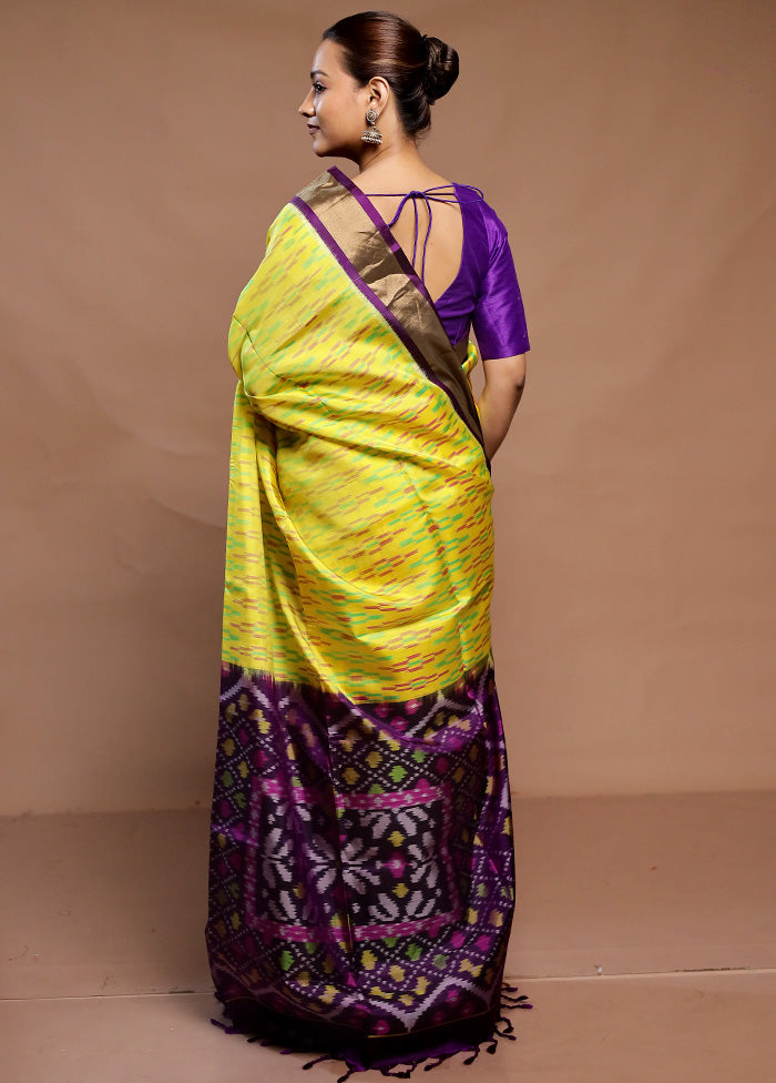 Yellow Handloom Kanchipuram Pure Silk Saree With Blouse Piece