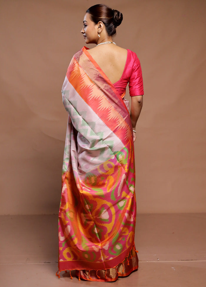 Multicolor Handloom Kanchipuram Pure Silk Saree With Blouse Piece