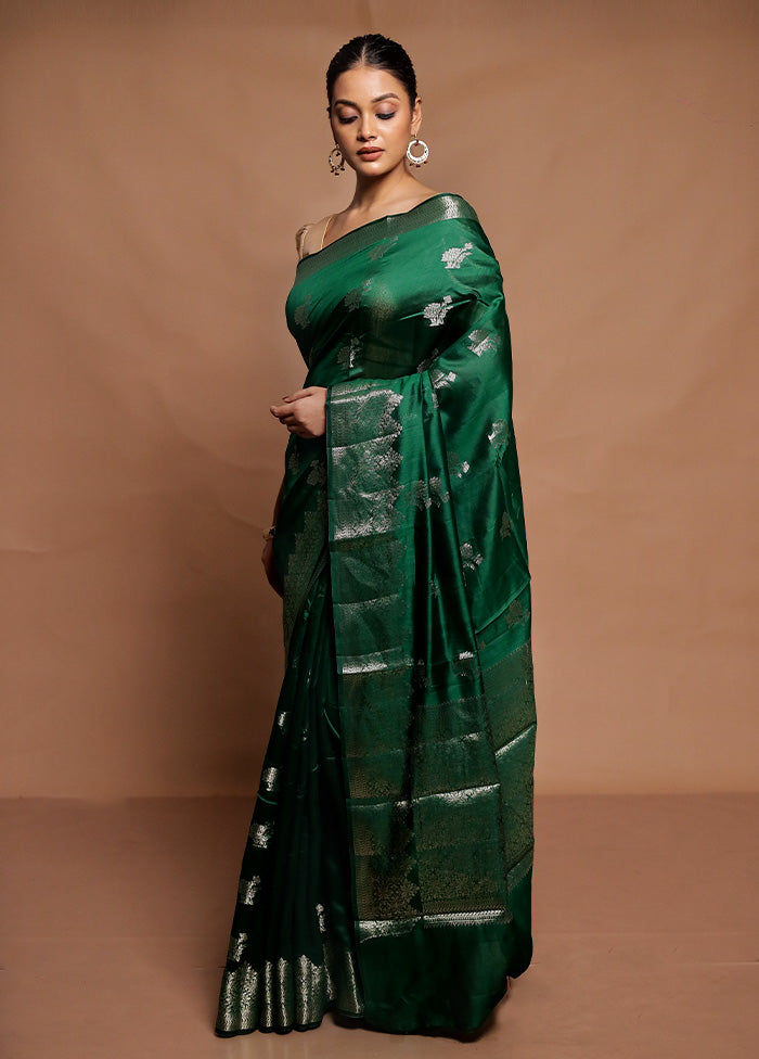 Green Dupion Silk Saree With Blouse Piece