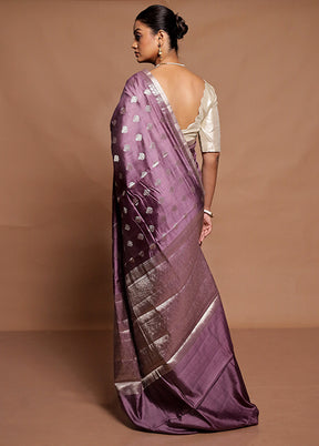 Purple Dupion Silk Saree With Blouse Piece