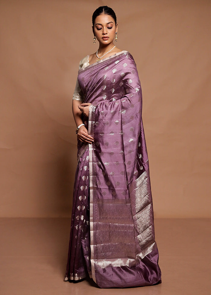 Purple Dupion Silk Saree With Blouse Piece