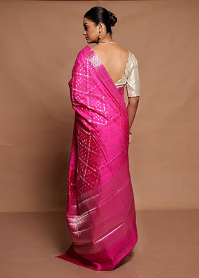 Pink Dupion Silk Saree With Blouse Piece