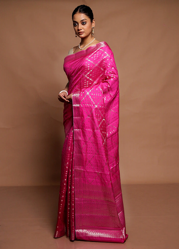 Pink Dupion Silk Saree With Blouse Piece