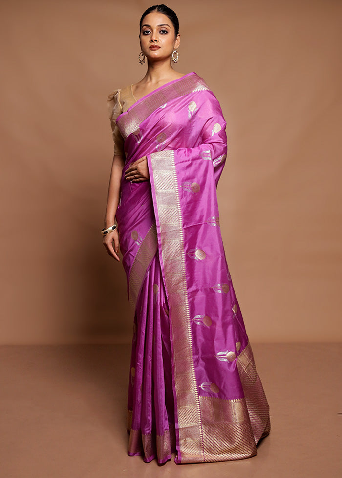 Purple Dupion Silk Saree With Blouse Piece