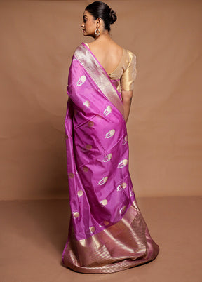 Purple Dupion Silk Saree With Blouse Piece