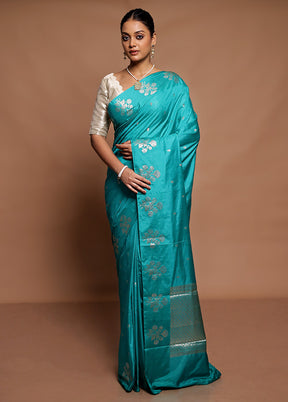 Green Dupion Silk Saree With Blouse Piece