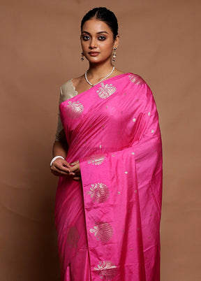 Pink Dupion Silk Saree With Blouse Piece