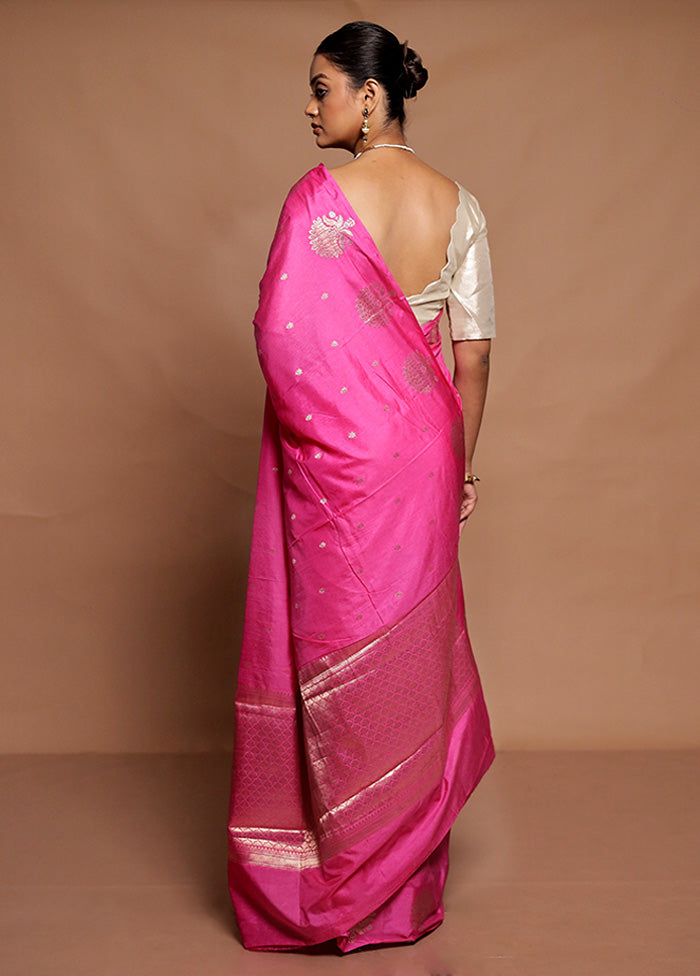 Pink Dupion Silk Saree With Blouse Piece