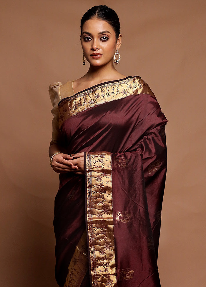 Maroon Kanjivaram Silk Saree With Blouse Piece