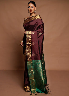 Maroon Kanjivaram Silk Saree With Blouse Piece