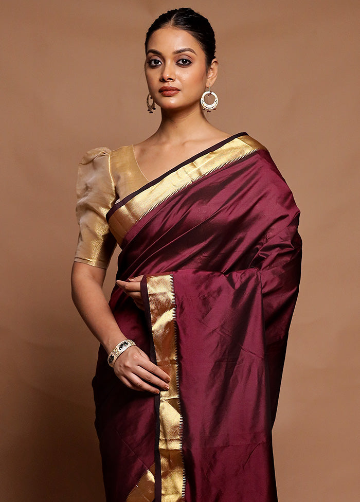 Purple Kanjivaram Silk Saree With Blouse Piece