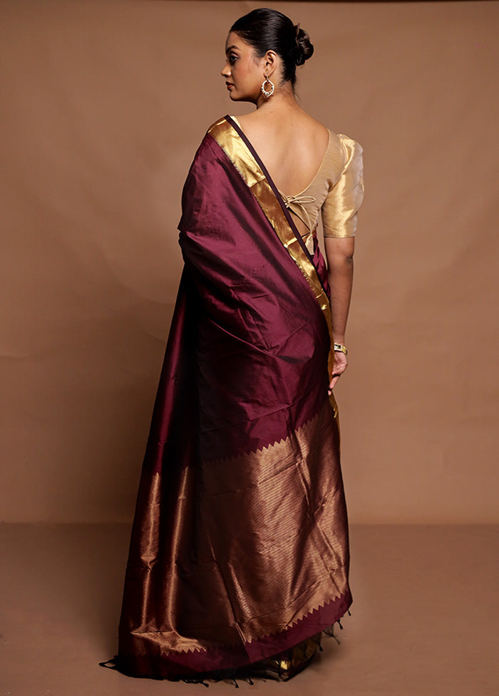 Purple Kanjivaram Silk Saree With Blouse Piece