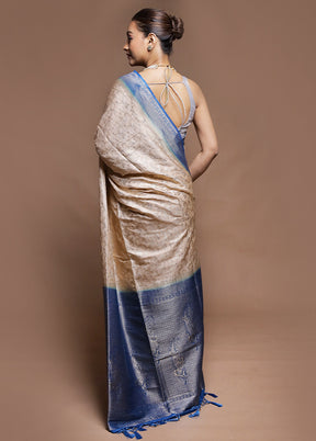 White Dupion Silk Saree With Blouse Piece
