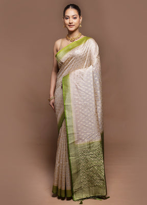 White Dupion Silk Saree With Blouse Piece