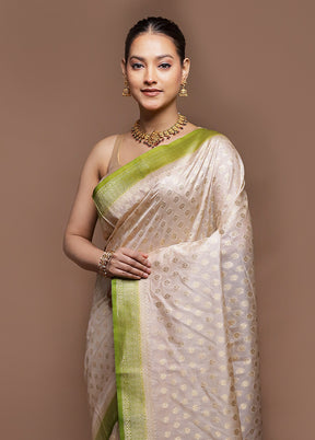 White Dupion Silk Saree With Blouse Piece