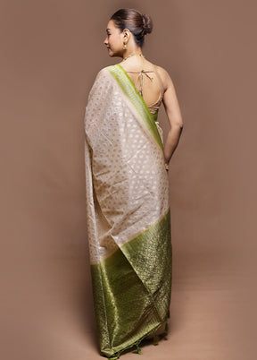 White Dupion Silk Saree With Blouse Piece