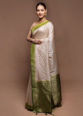 White Dupion Silk Saree With Blouse Piece