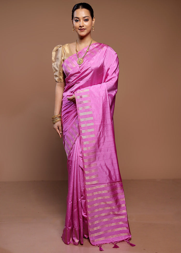 Pink Dupion Silk Saree With Blouse Piece