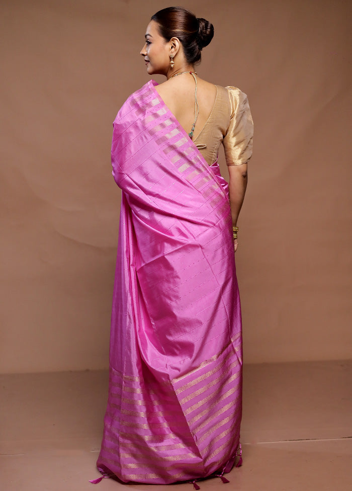 Pink Dupion Silk Saree With Blouse Piece