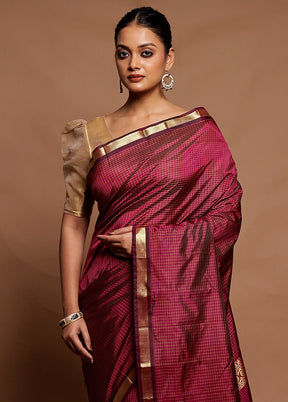 Purple Kanjivaram Silk Saree With Blouse Piece