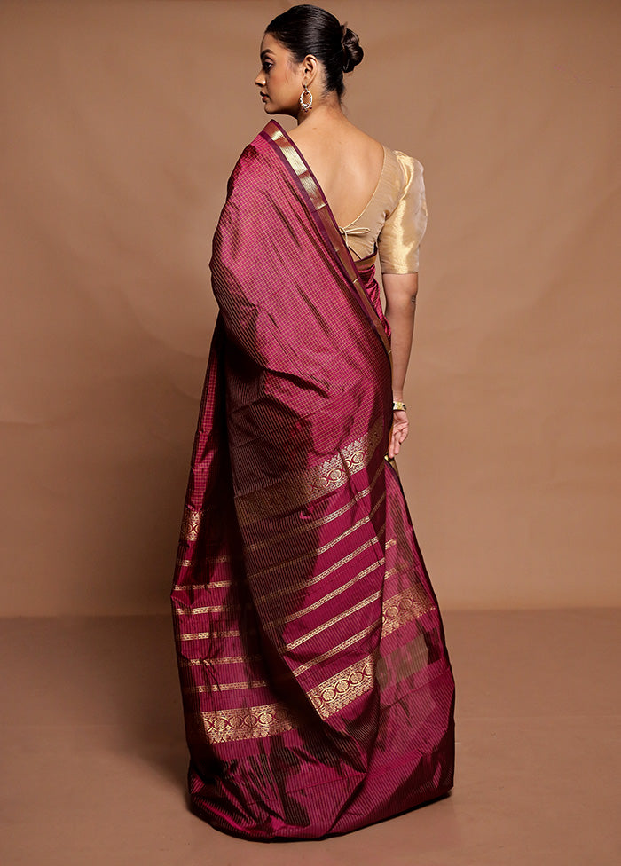 Purple Kanjivaram Silk Saree With Blouse Piece