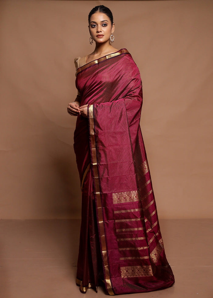 Purple Kanjivaram Silk Saree With Blouse Piece