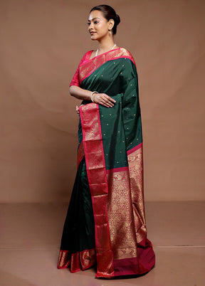 Green Kanjivaram Silk Saree With Blouse Piece