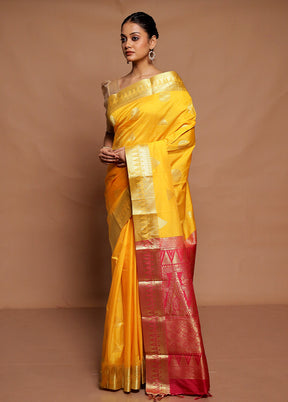 Yellow Kanjivaram Silk Saree With Blouse Piece