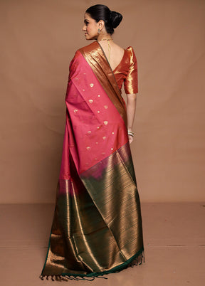 Pink Dupion Silk Saree With Blouse Piece