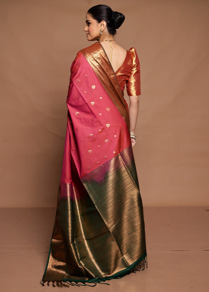 Pink Dupion Silk Saree With Blouse Piece