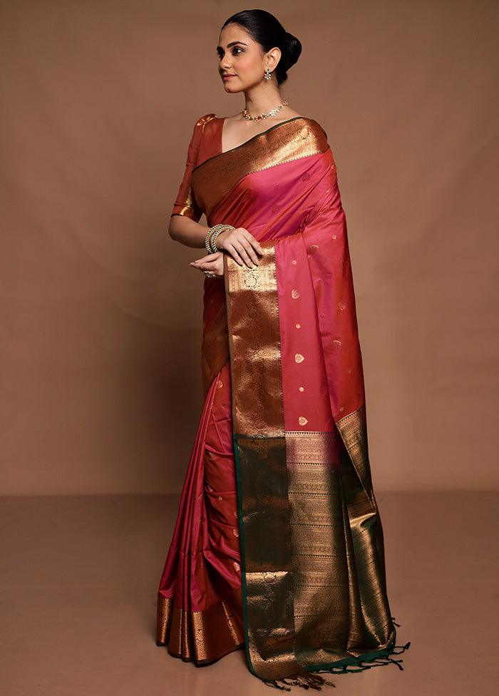 Pink Dupion Silk Saree With Blouse Piece