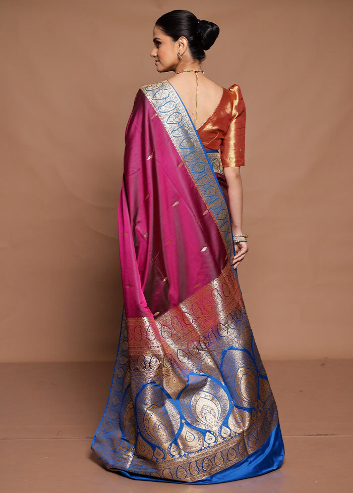 Purple Banarasi Silk Saree With Blouse Piece